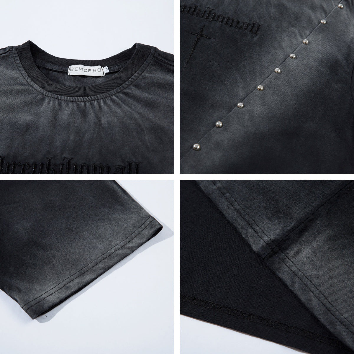 Streetwear Washed Beaded Short Sleeve T-Shirt For Men And Women | MuddyStock Originals MuddyStock