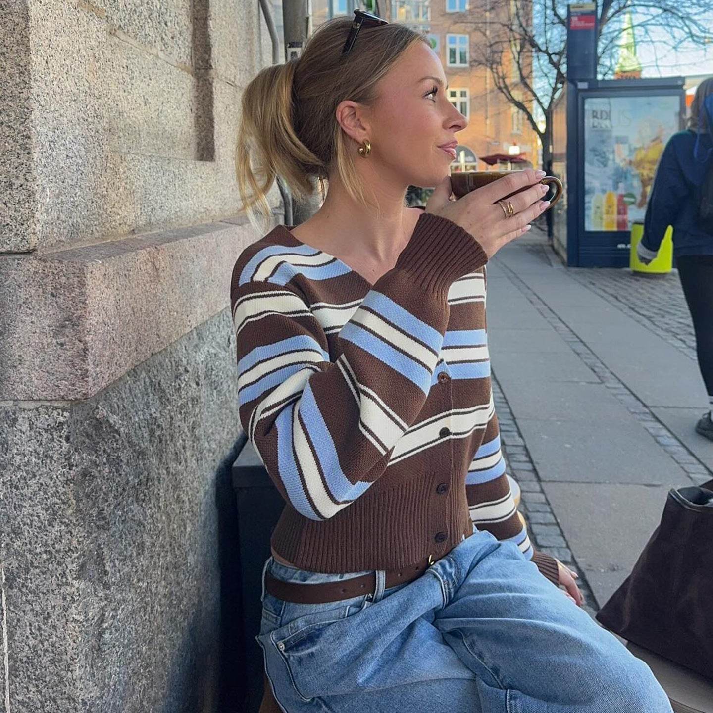 V-Neck Striped Sweater For Women | MuddyStock Originals MuddyStock