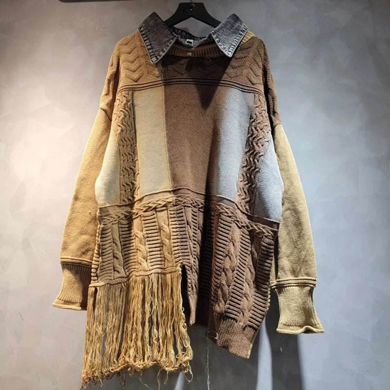 Women's Tassel Splicing Knitted Sweater Loose Top | MuddyStock Originals MuddyStock