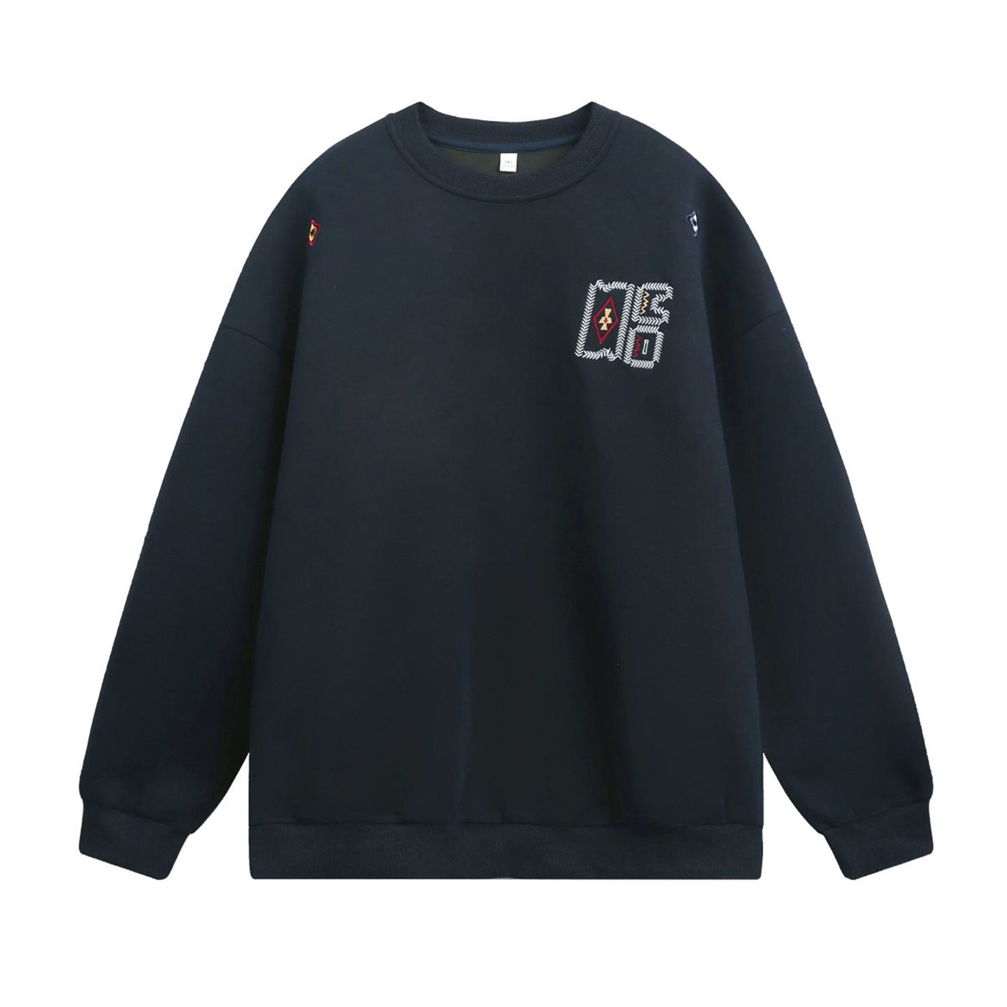 Embroidered loose silhouette round neck sweatshirt for men | MuddyStock Orioginals Navy Blue MuddyStock