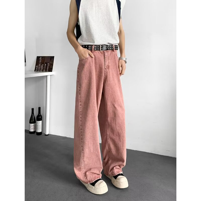 Pink wide leg straight leg jeans for men | MuddyStock Originals MuddyStock