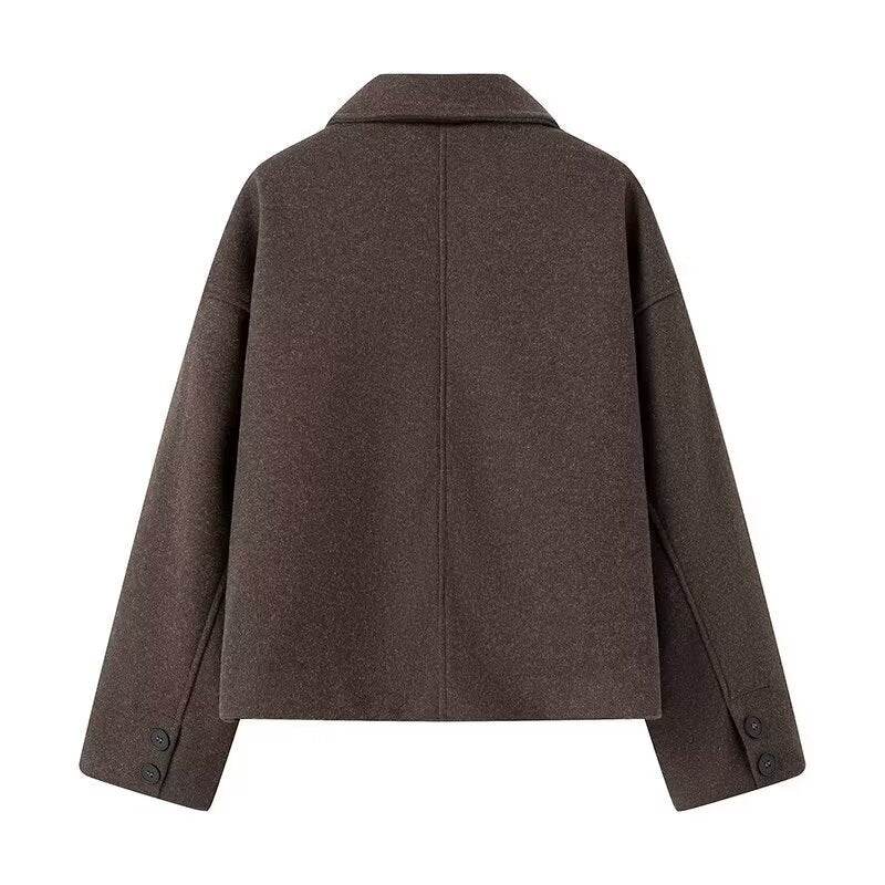 Collar long sleeved woolen coat for women | MuddyStock Originals MuddyStock