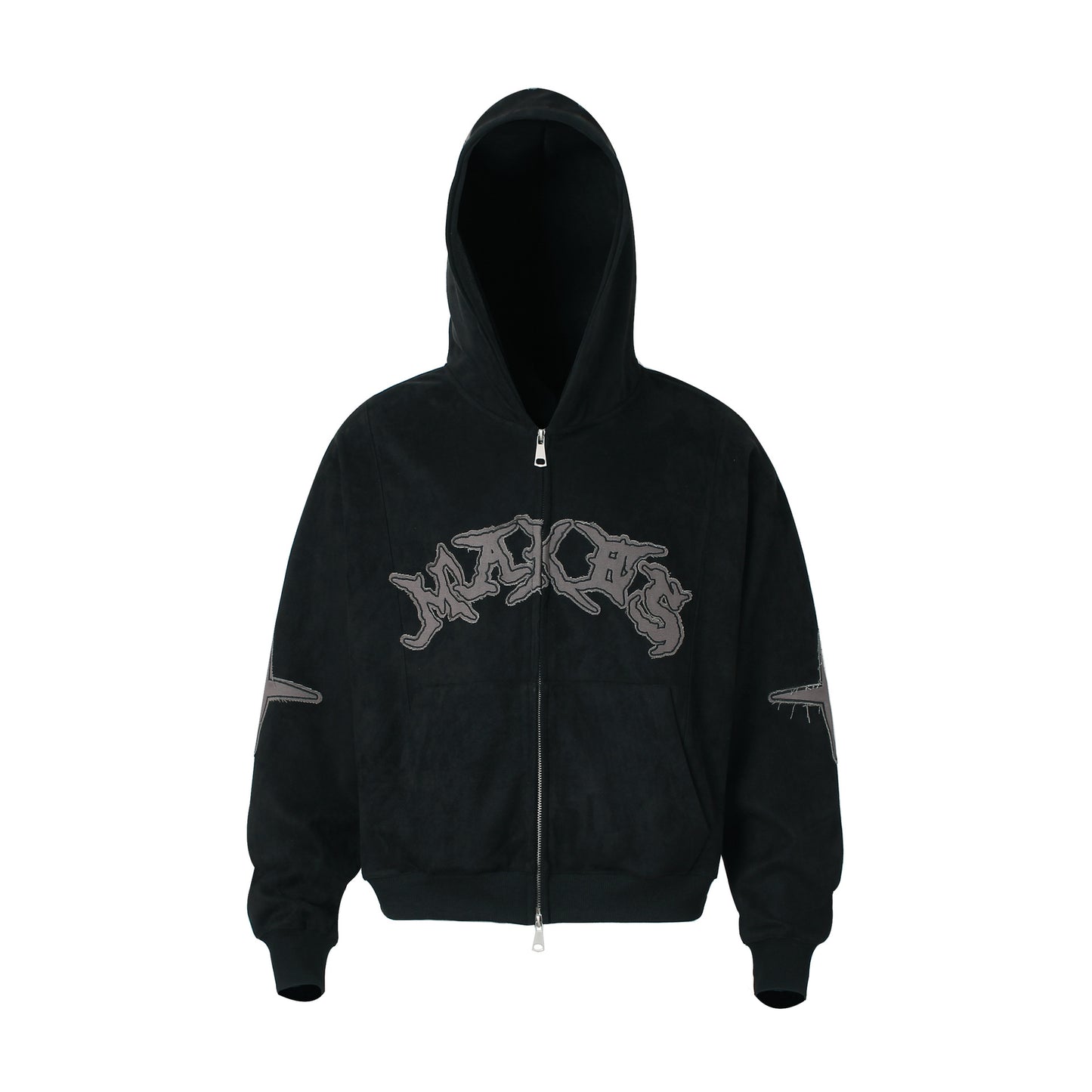Suede cross patch hoodie for men and women | MuddyStock Originals Black MuddyStock