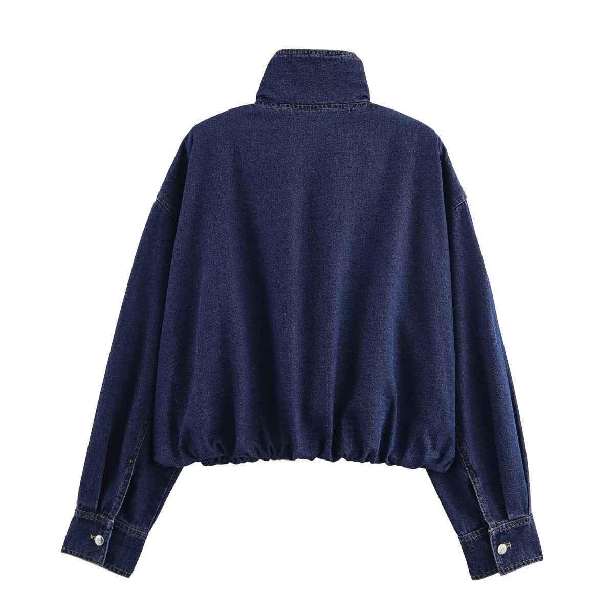 Casual stand collar long sleeved denim jacket for women | MuddyStock Originals