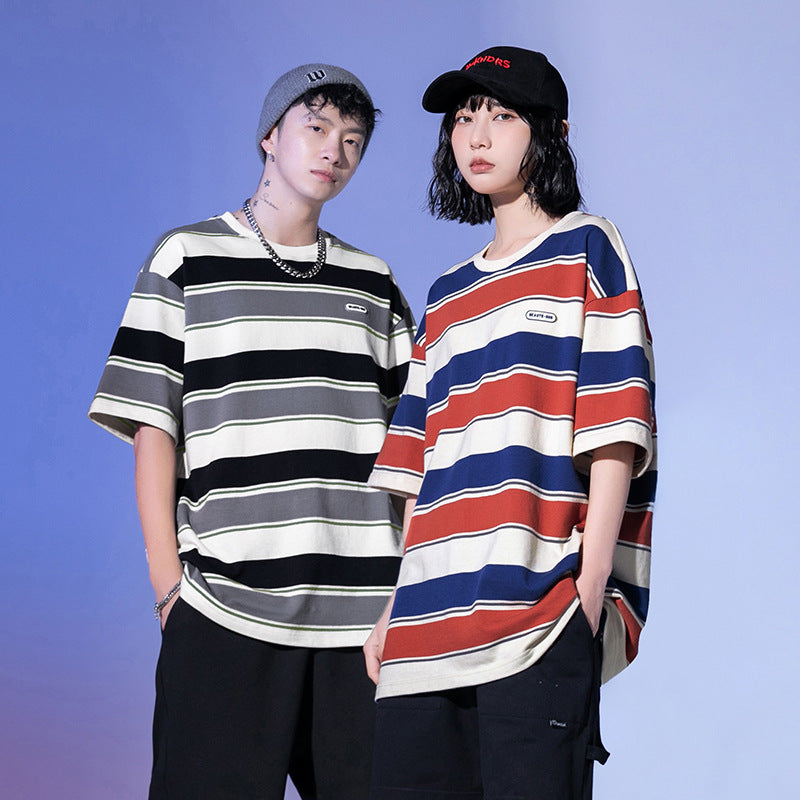 Striped loose short sleeved T-shirt For Men And Women | MuddyStock Originals MuddyStock