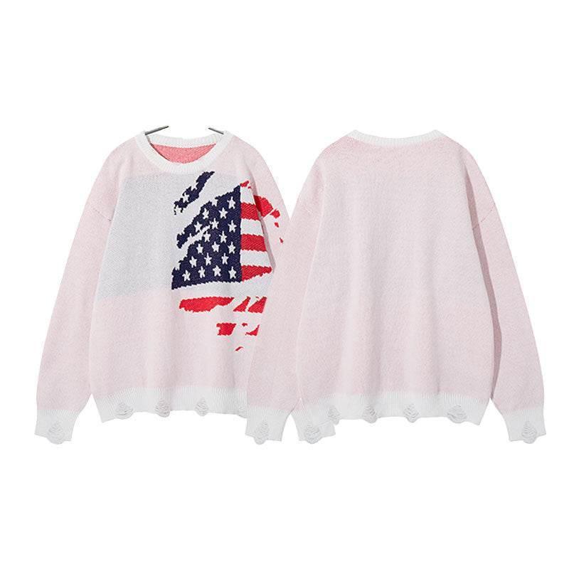 Jacquard Loose Hole Round Neck Long Sleeve Sweatshirt For Men And Women | MuddyStock Originals