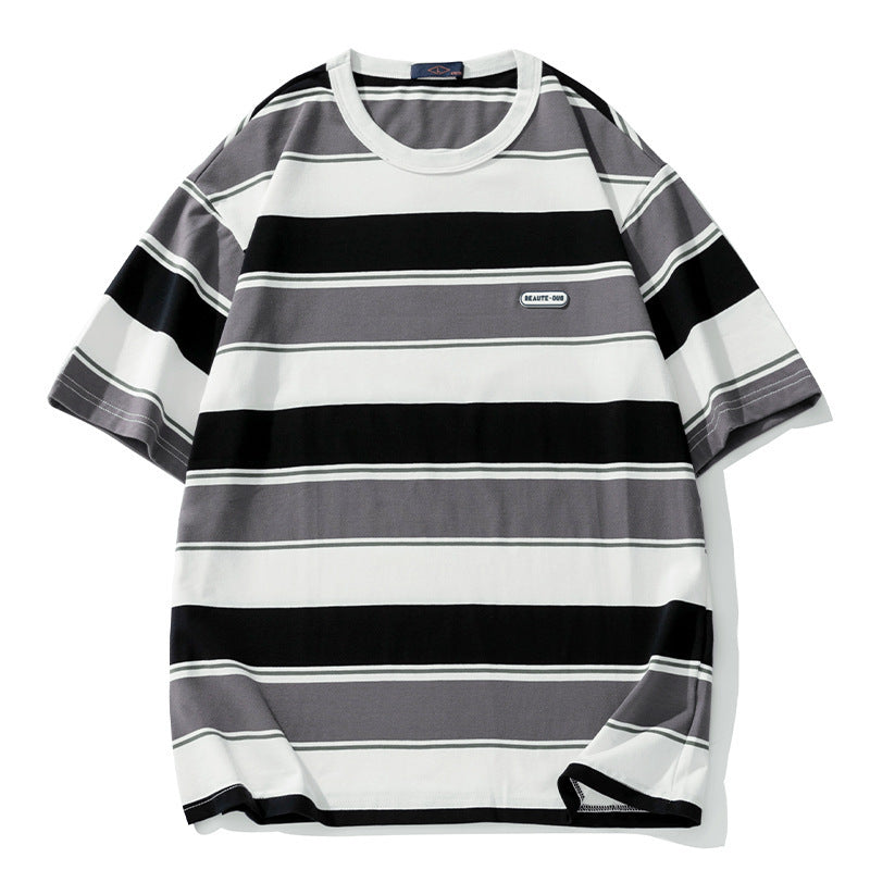 Striped loose short sleeved T-shirt For Men And Women | MuddyStock Originals Black Stripes MuddyStock