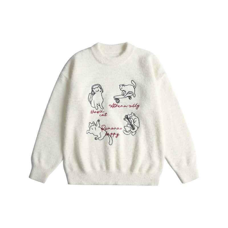 Long Sleeve Round Neck Loose Fit Sweater For Women | MuddyStock Originals Apricot