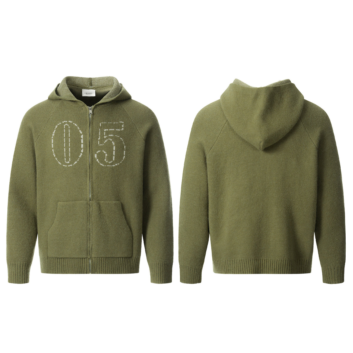 Knitted sweater with zipper jacket and jacquard design