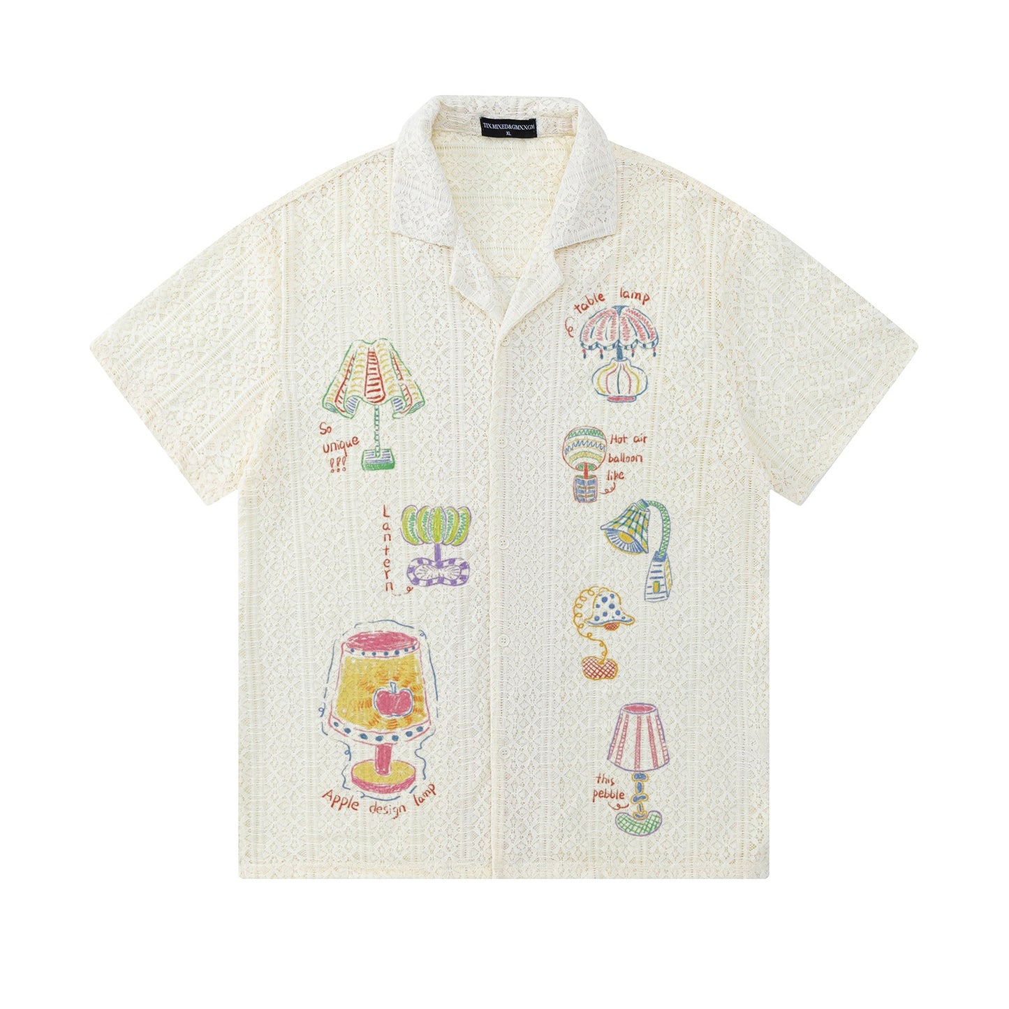 Desk lamp graffiti printed short sleeved shirt for women | MuddyStock Originals