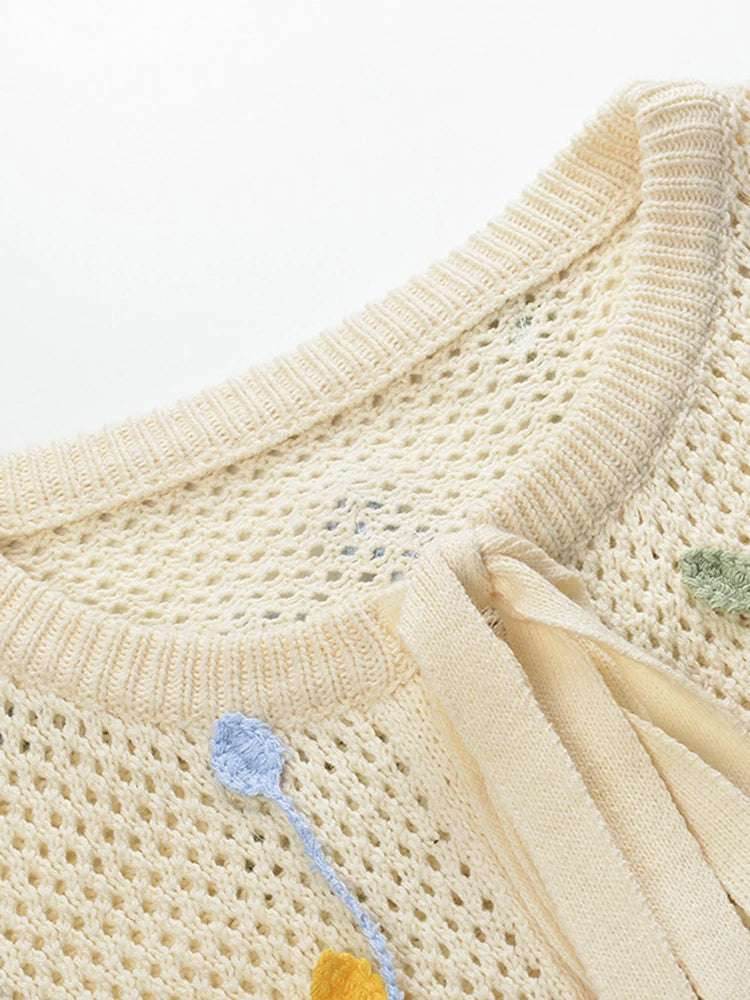 Floral lace up knitted cardigan top for women | MuddyStock Originals MuddyStock