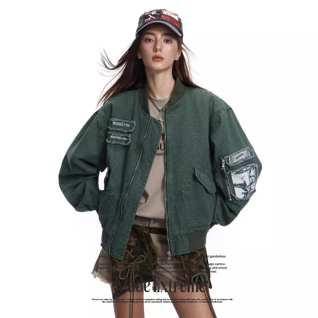 Pocket Design Patchwork Cotton Workwear Bomber Jacket For Men And Women | MuddyStock Originals MuddyStock