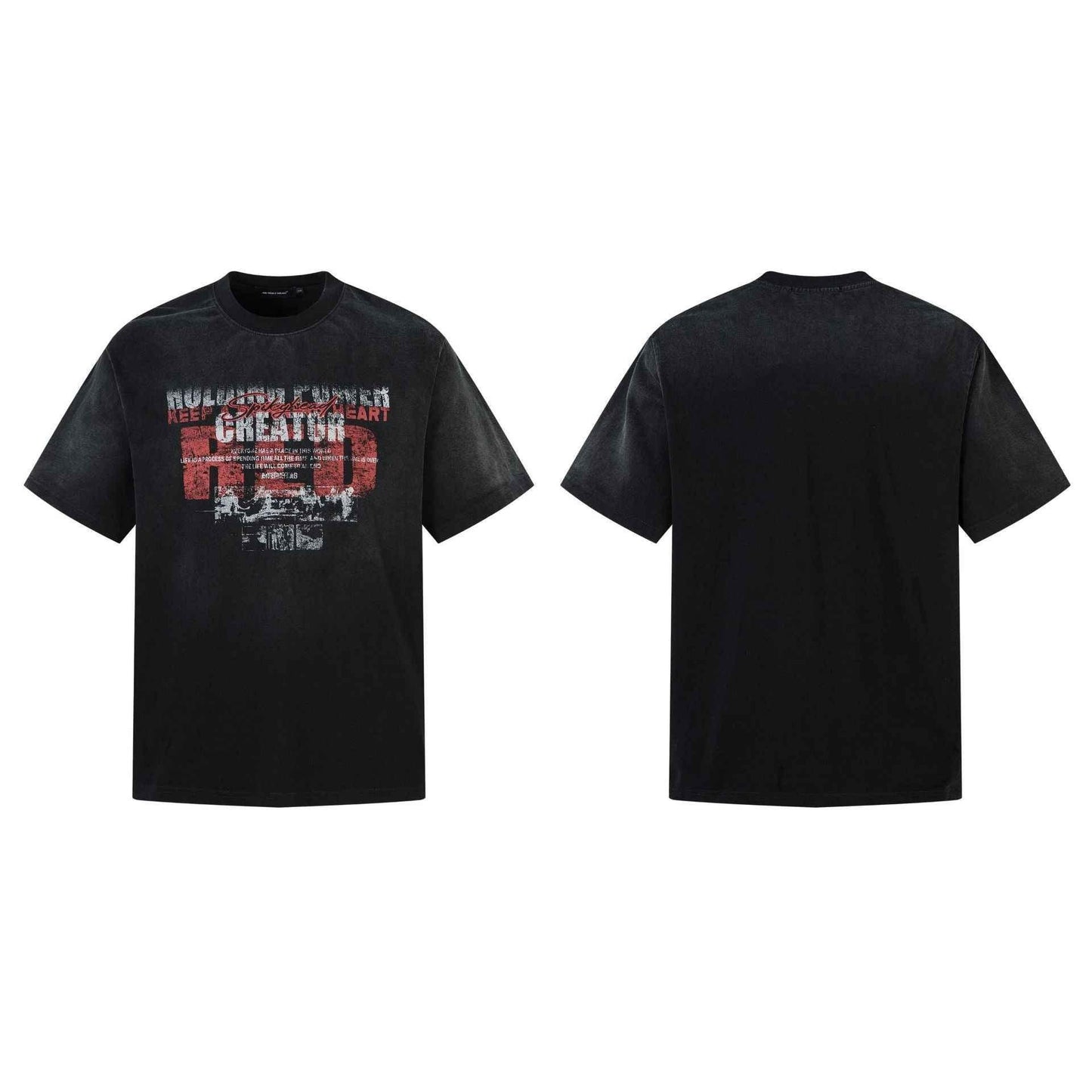 Washed Heavyweight Letter Print Short Sleeve T-Shirt For Men | MuddyStock Originals