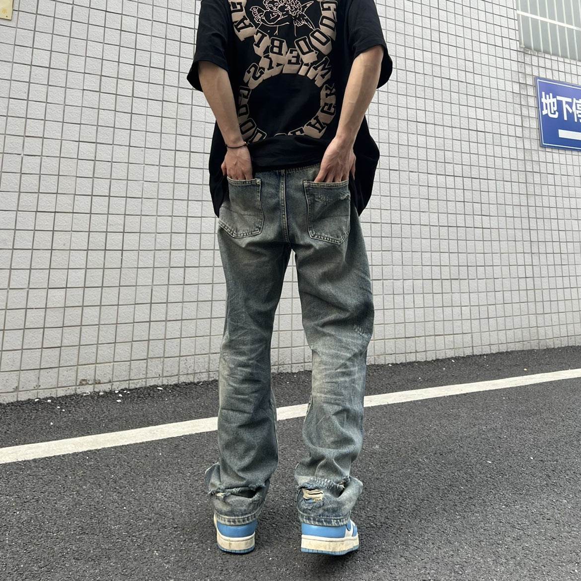 Summer loose straight washed ripped Jeans For Men | MuddyStock Originals MuddyStock