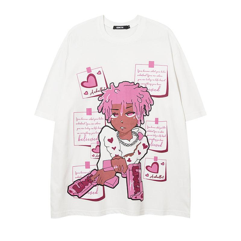Anime character printed short sleeved t-shirt for women | MuddyStock Originals White
