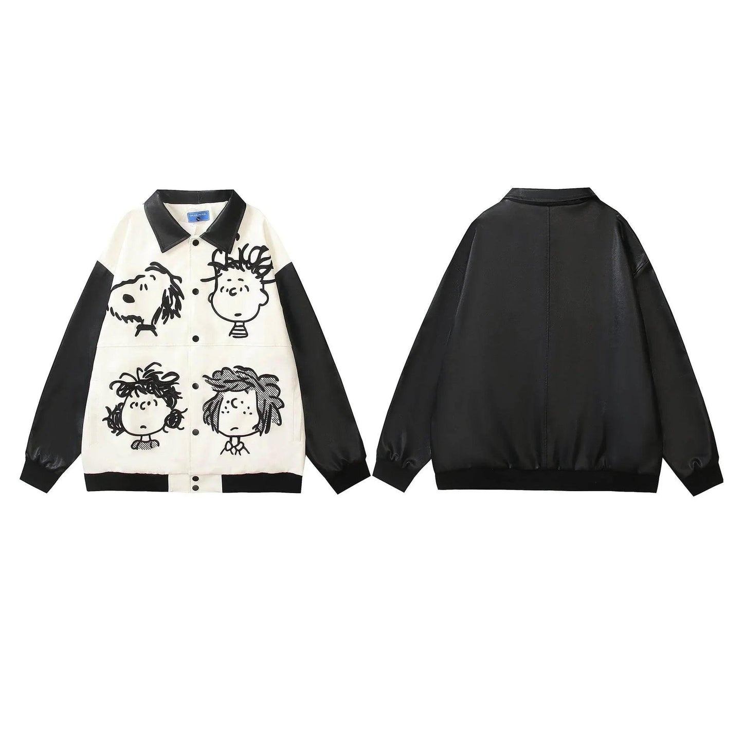 Black and White Cartoon Embroidery Jacket For Men And Women | MuddyStock Originals