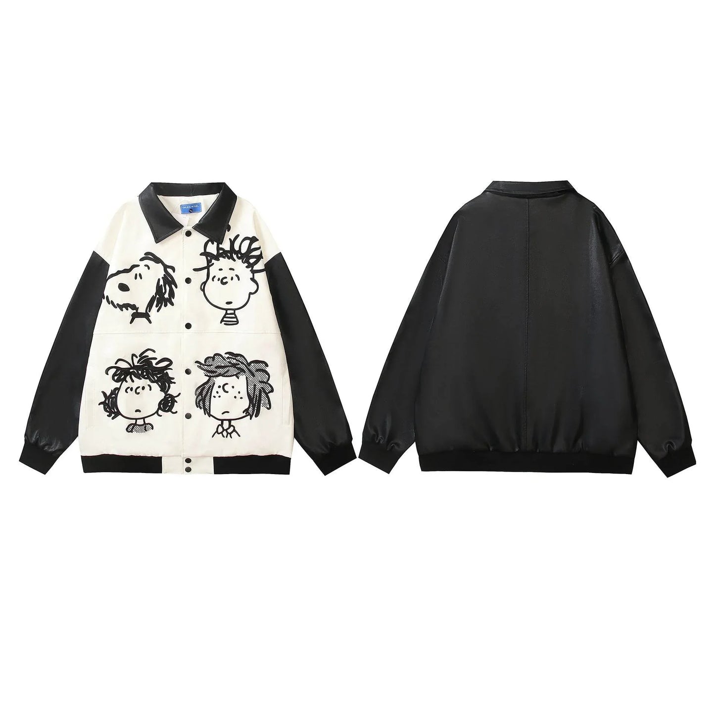 Black and White Cartoon Embroidery Jacket For Men And Women | MuddyStock Originals MuddyStock