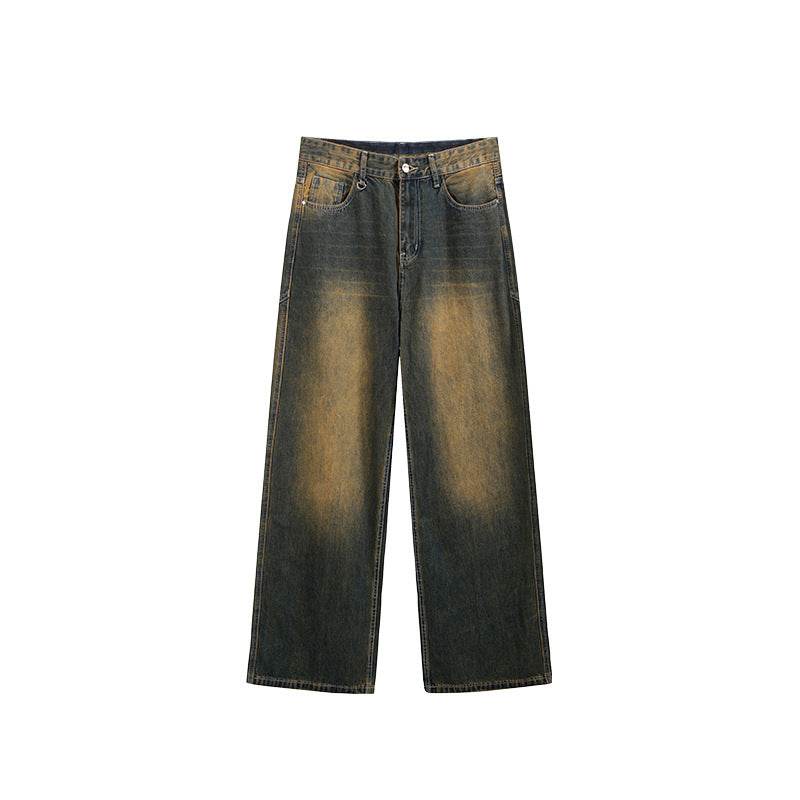 Men's Street Cutting Worn Jeans Sand Color MuddyStock