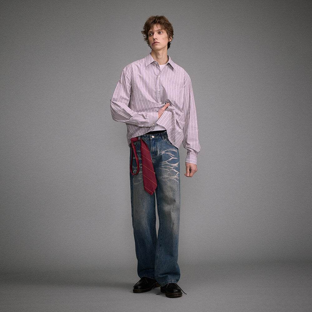 Washed Straight Jeans Men's Casual Long Pants MuddyStock