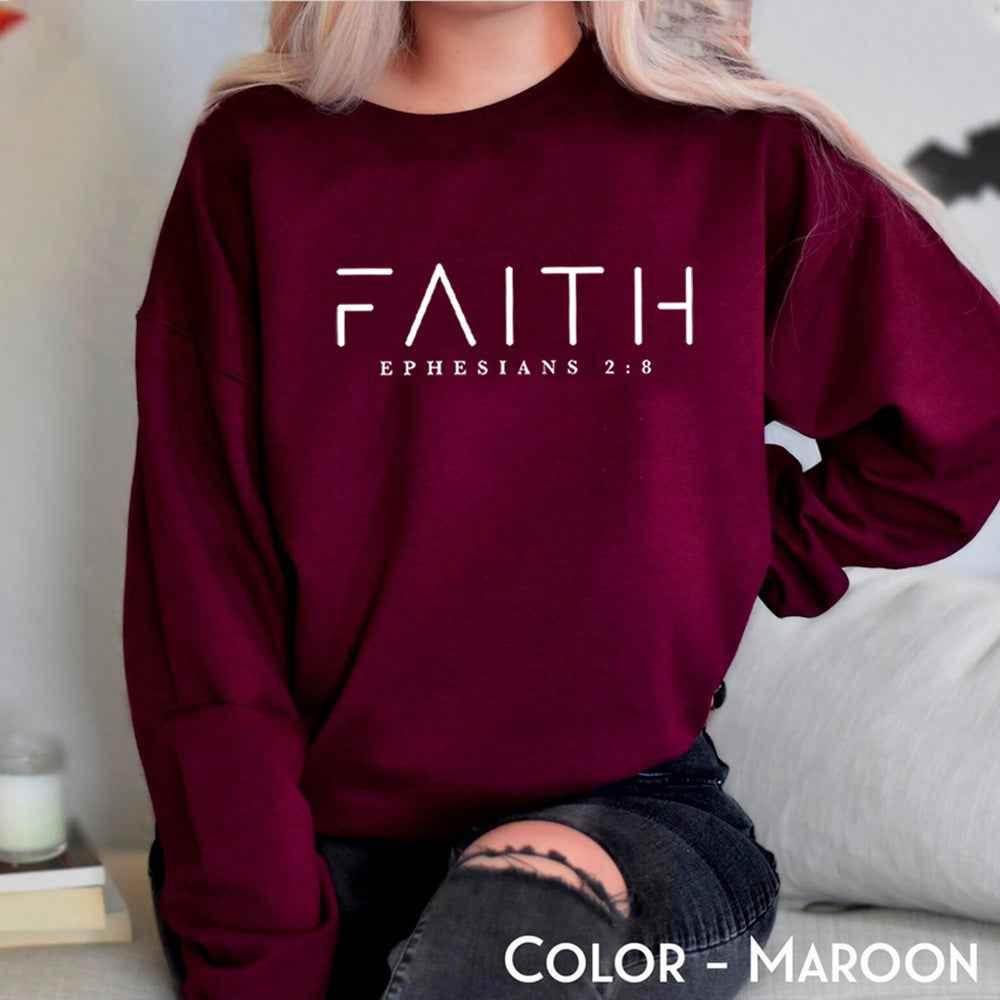 Trendy Faith Sweatshirt Bible Verse Shirt Christian Clothing Wine Red MuddyStock
