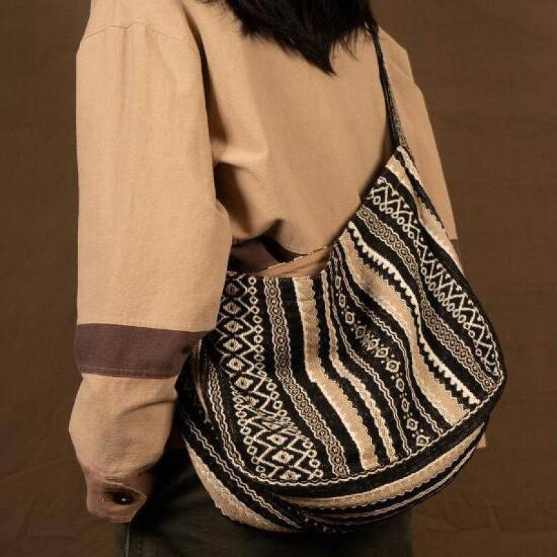 Jacquard Striped Thick Handprint Vintage Messenger Bag MuddyStock