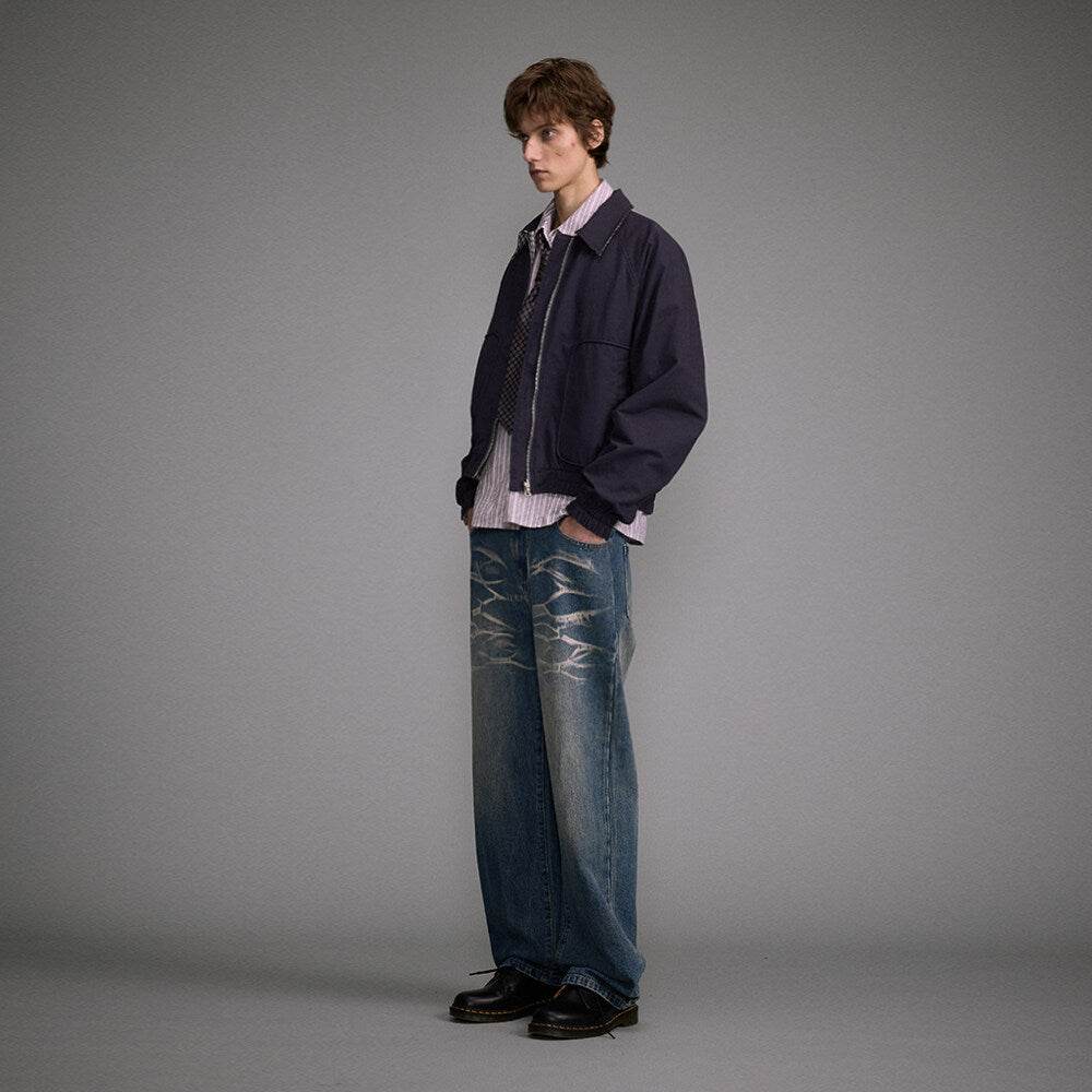 Washed Straight Jeans Men's Casual Long Pants MuddyStock