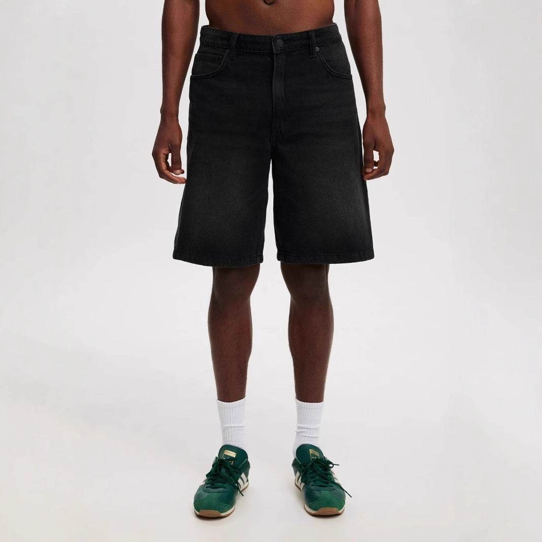 Men's Loose All-matching Jeans Middle Pants Black MuddyStock