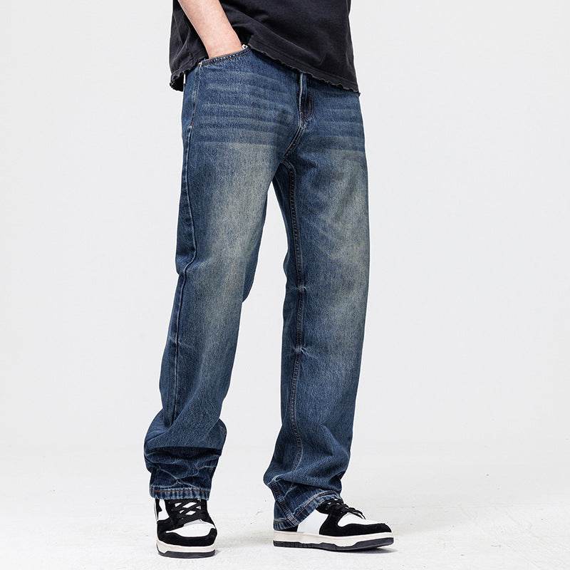 American High Street Washed Jeans For Men Retro Blue MuddyStock