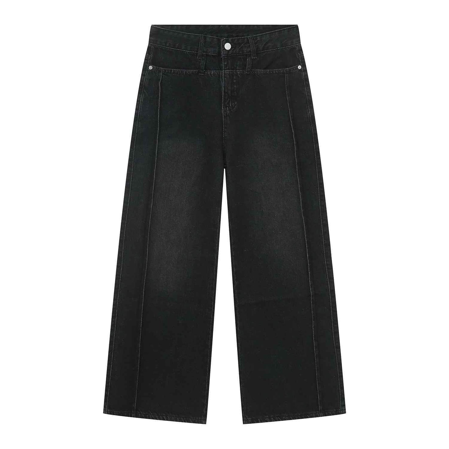 Men's American-style Retro Casual Worn Looking Washed-out Jeans Black MuddyStock
