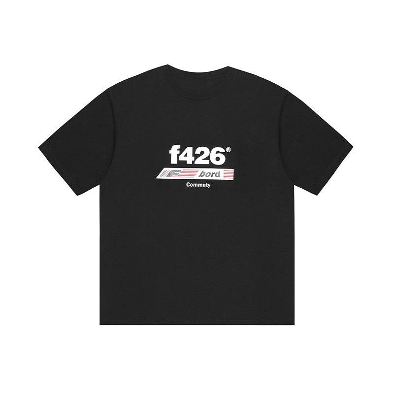 Classic Loose Casual Letter Flag Short Sleeve For Men And Women Black MuddyStock