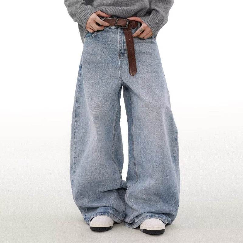 Retro Washed Distressed Straight Jeans For Men Blue MuddyStock