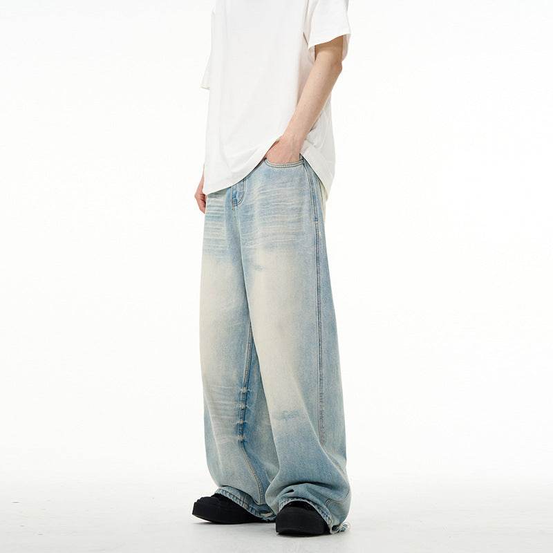 Water Washed Hole Wide Jeans For Men And Women MuddyStock
