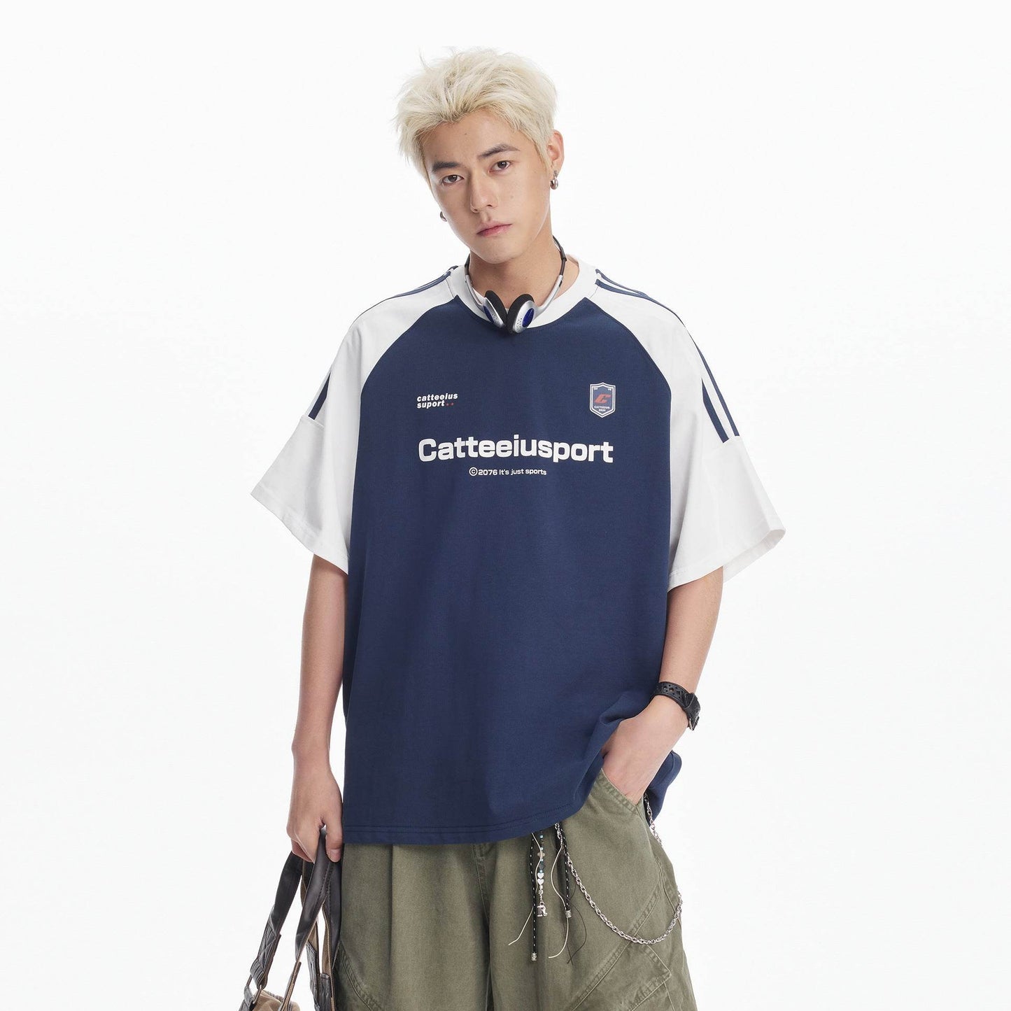 Heavy Cotton Short-sleeved Men's T-shirt Letter Printed Round Neck All-matching MuddyStock