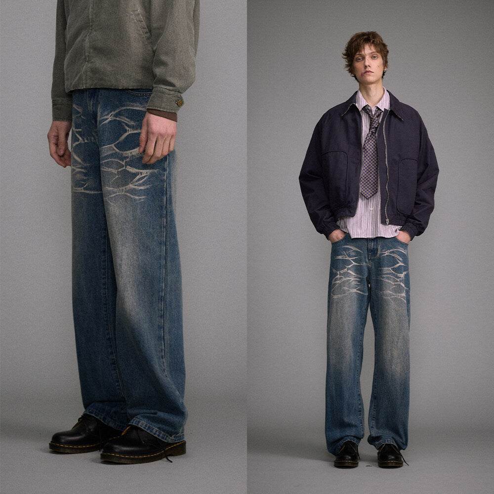 Washed Straight Jeans Men's Casual Long Pants MuddyStock