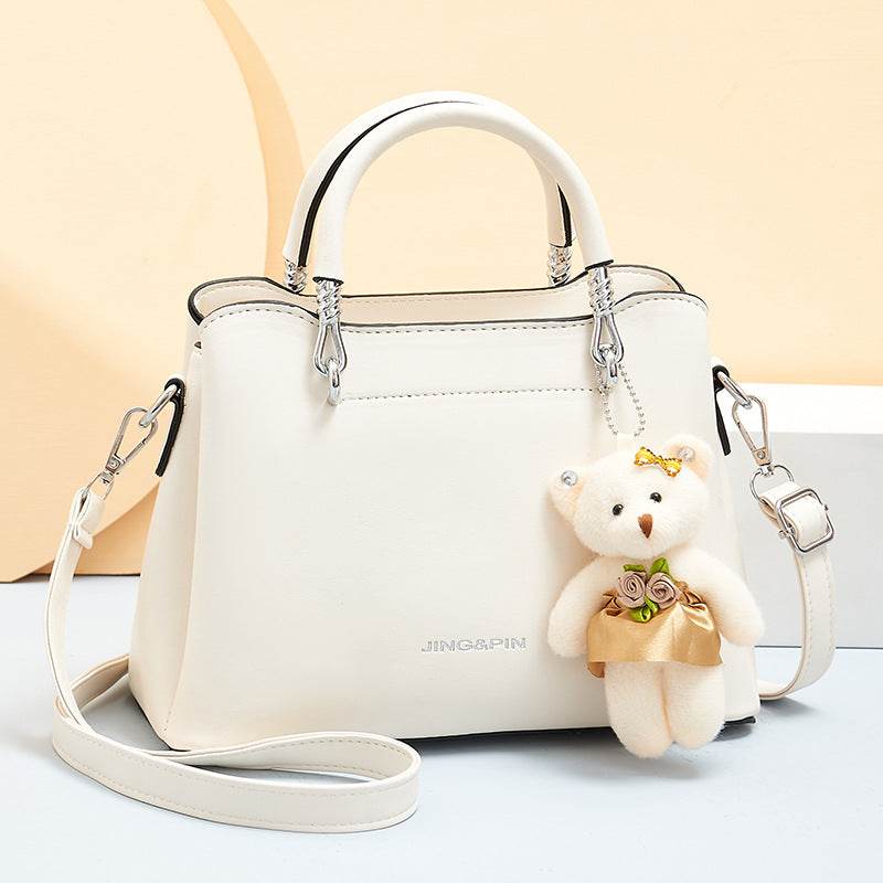 Handbag Shoulder Large Capacity Soft Leather Bear Pendant Women's Bag MuddyStock