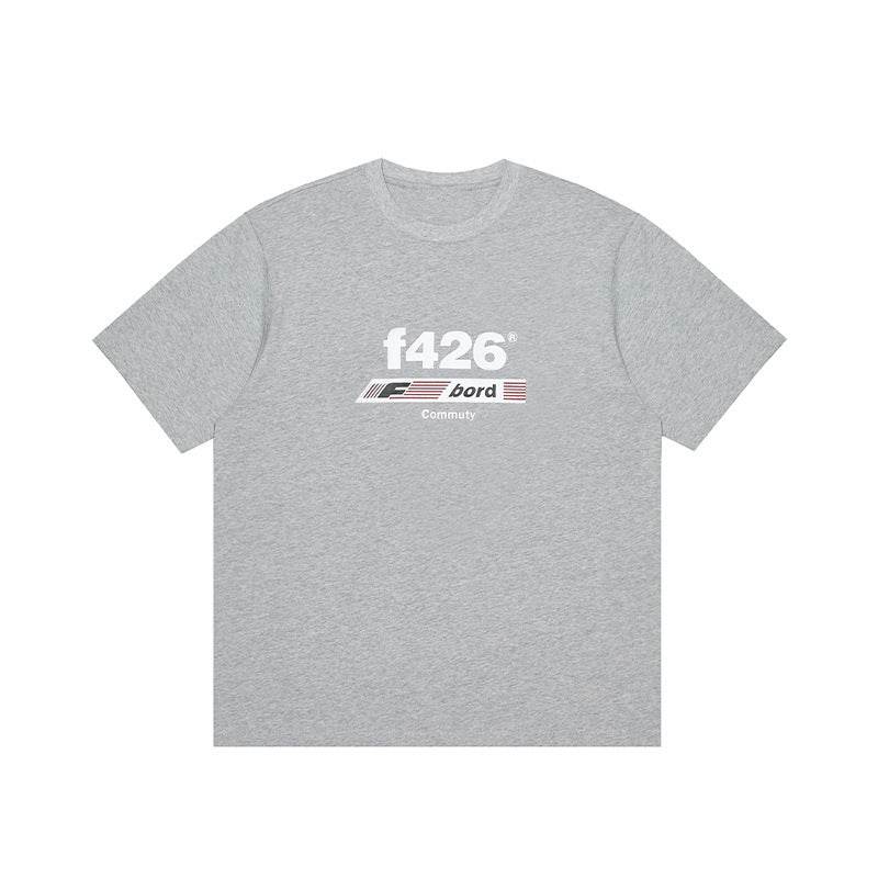 Classic Loose Casual Letter Flag Short Sleeve For Men And Women Light Gray MuddyStock