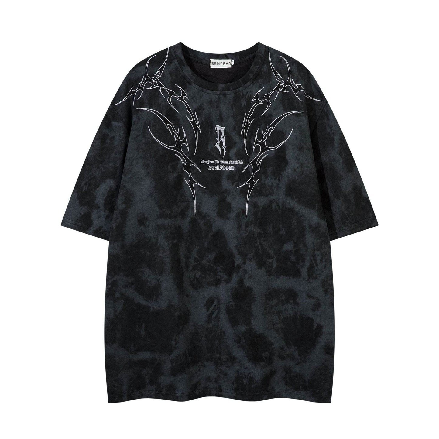 Summer American Retro Thorn Embroidered Short-sleeved T-shirt Men MuddyStock