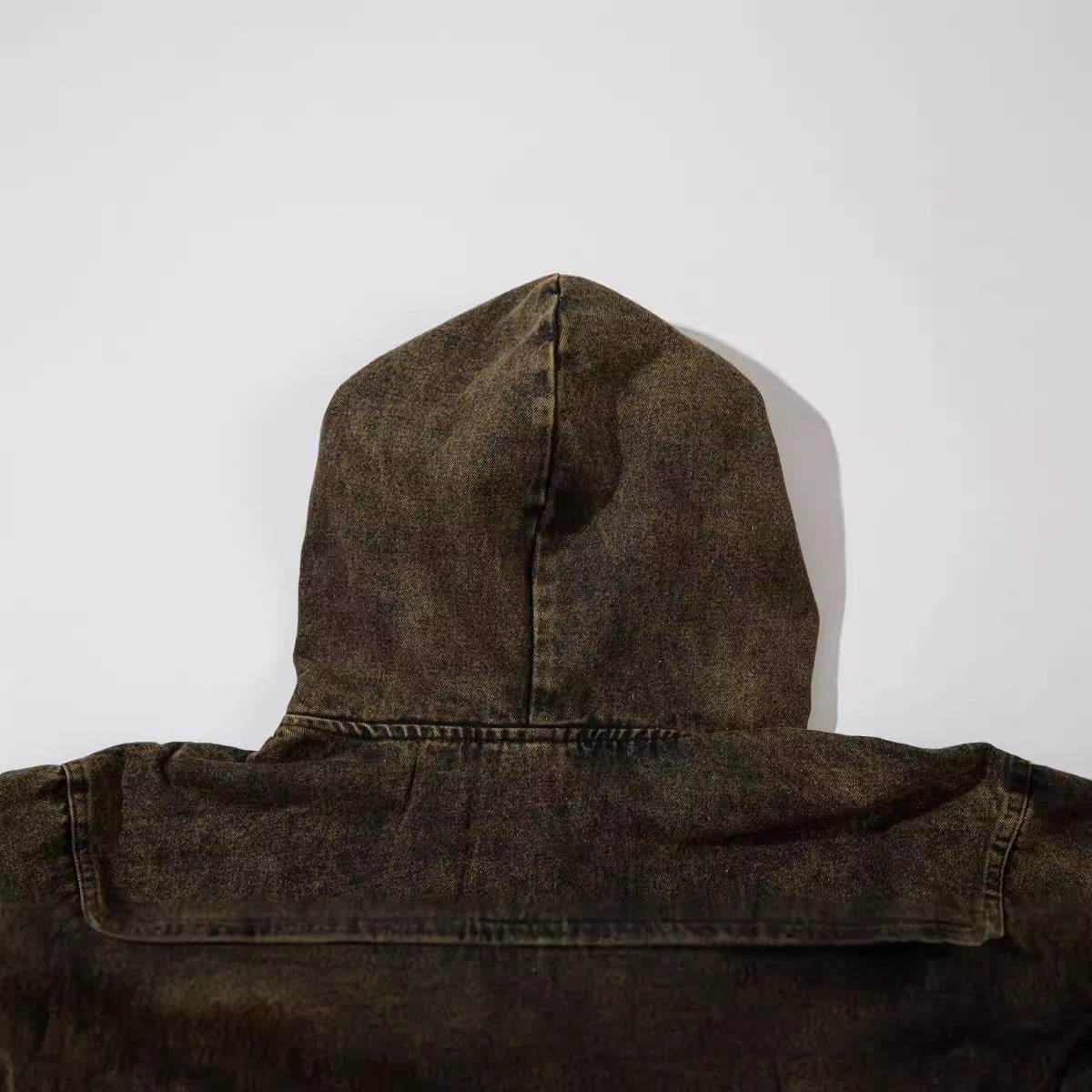 Retro Washed Distressed Hooded Sweater For Men MuddyStock
