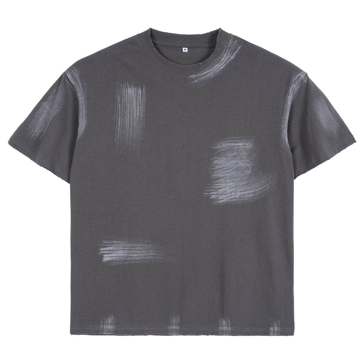 Washed-out Vintage Loose Cotton Fashion Men's T-shirt Gray MuddyStock