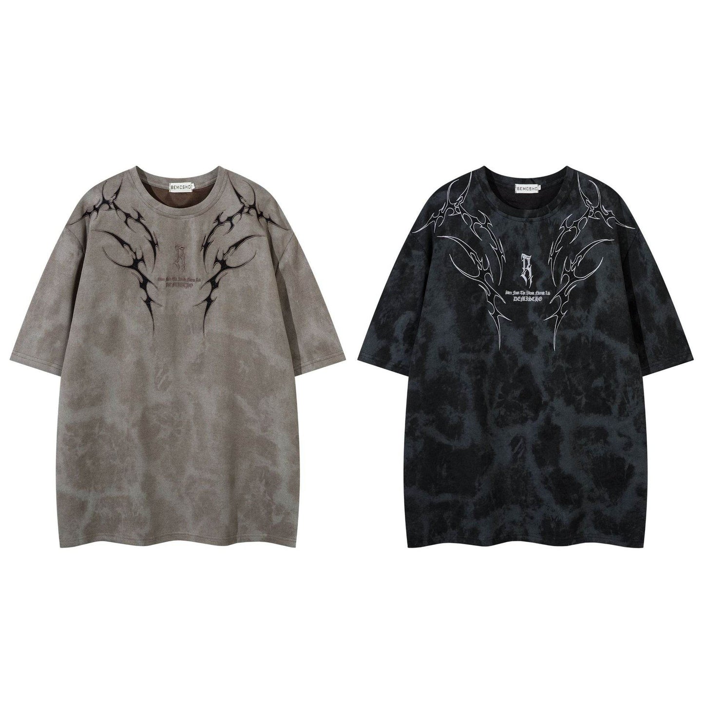 Summer American Retro Thorn Embroidered Short-sleeved T-shirt Men MuddyStock
