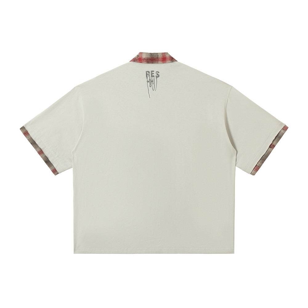 Lapel Graffiti Printing Loose Short-sleeved T-shirt For Men MuddyStock