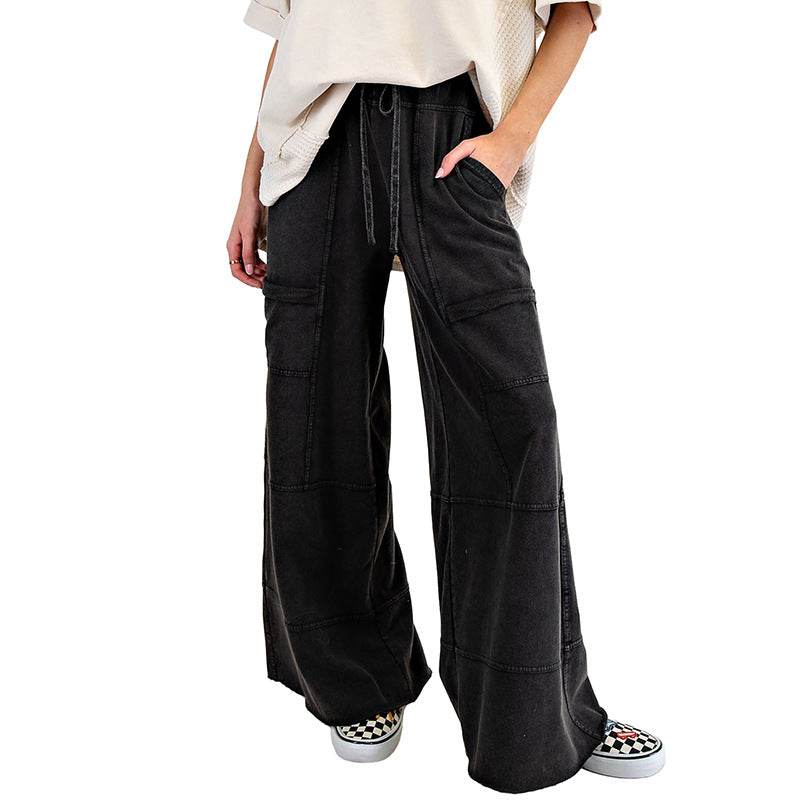 Pure Color Washed Multi-pocket Slacks MuddyStock