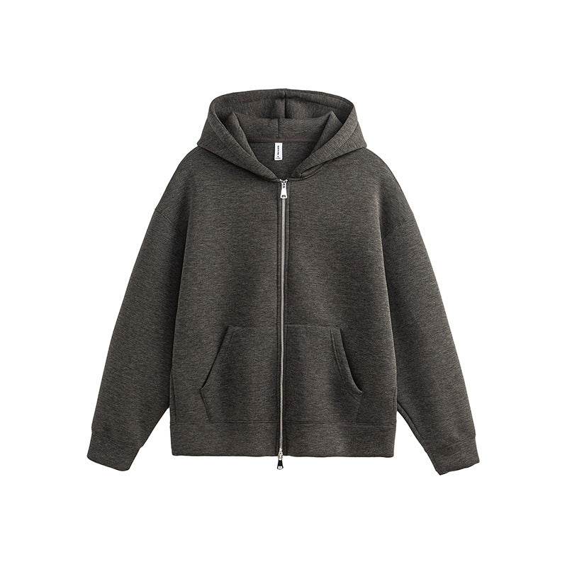 Air Layer Hooded Cardigan Sweater Same Style Dark Heather Gray MuddyStock
