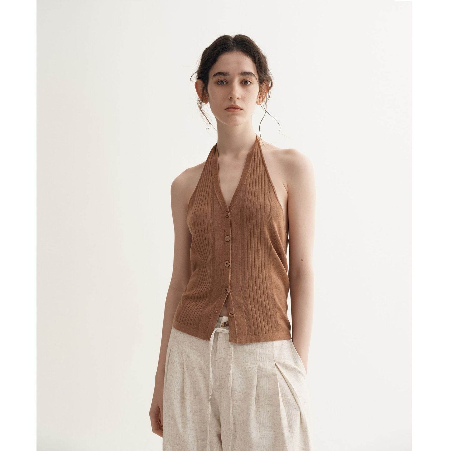 Backless Halter Vest Women's Spring Slim-fit Knitted Cardigan Sweater MuddyStock