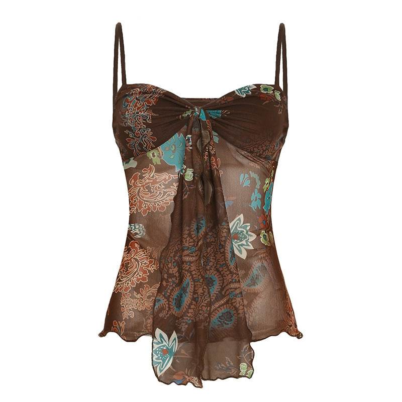 Retro V-neck Small Sling For Women Color MuddyStock