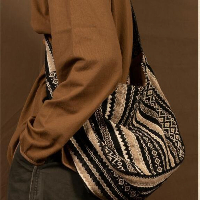 Jacquard Striped Thick Handprint Vintage Messenger Bag MuddyStock