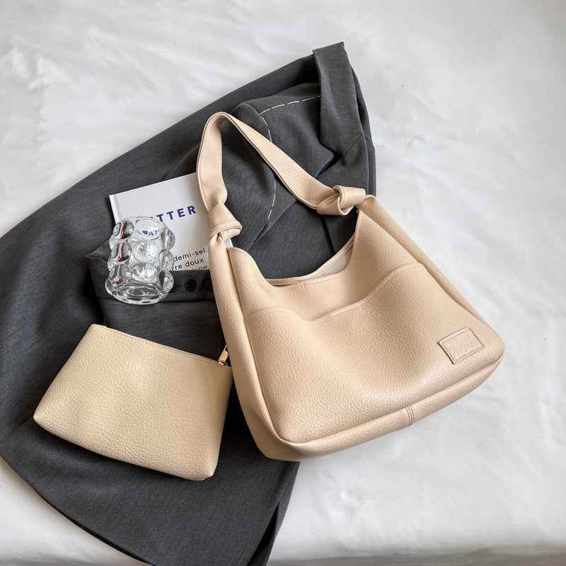 All-match Single Retro Large Capacity Commuter Textured Mother And Child Bag Beige MuddyStock