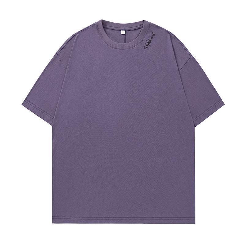 Three-dimensional Patchwork Short-sleeved T-shirt Men's Summer New Loose Purple MuddyStock