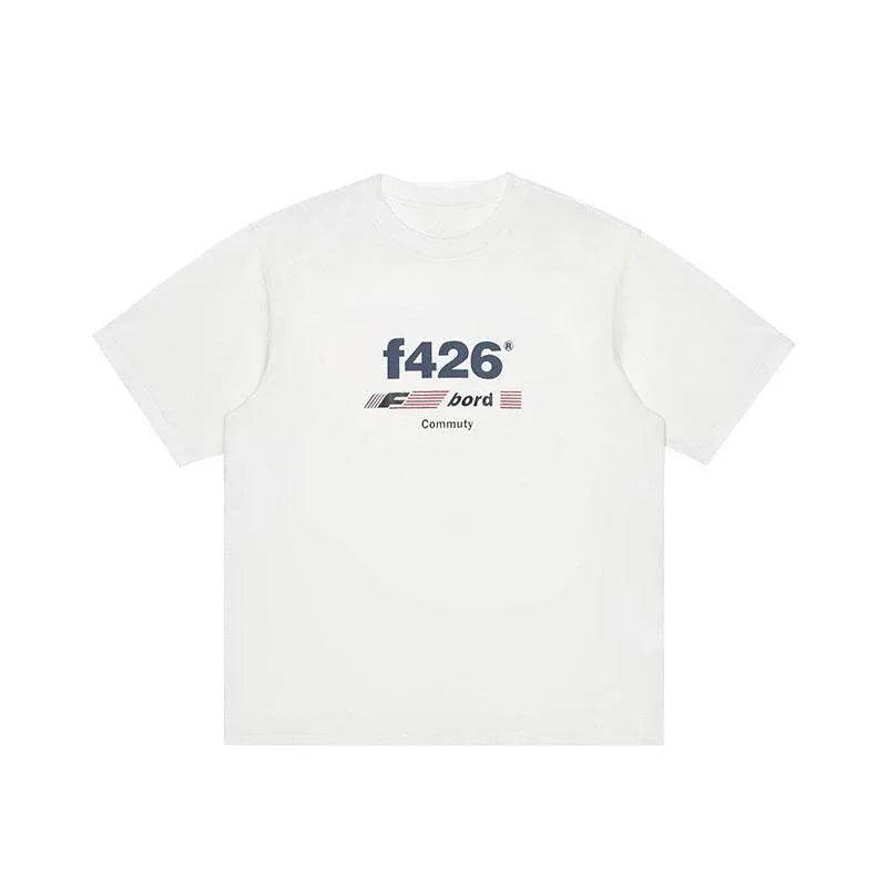 Classic Loose Casual Letter Flag Short Sleeve For Men And Women White