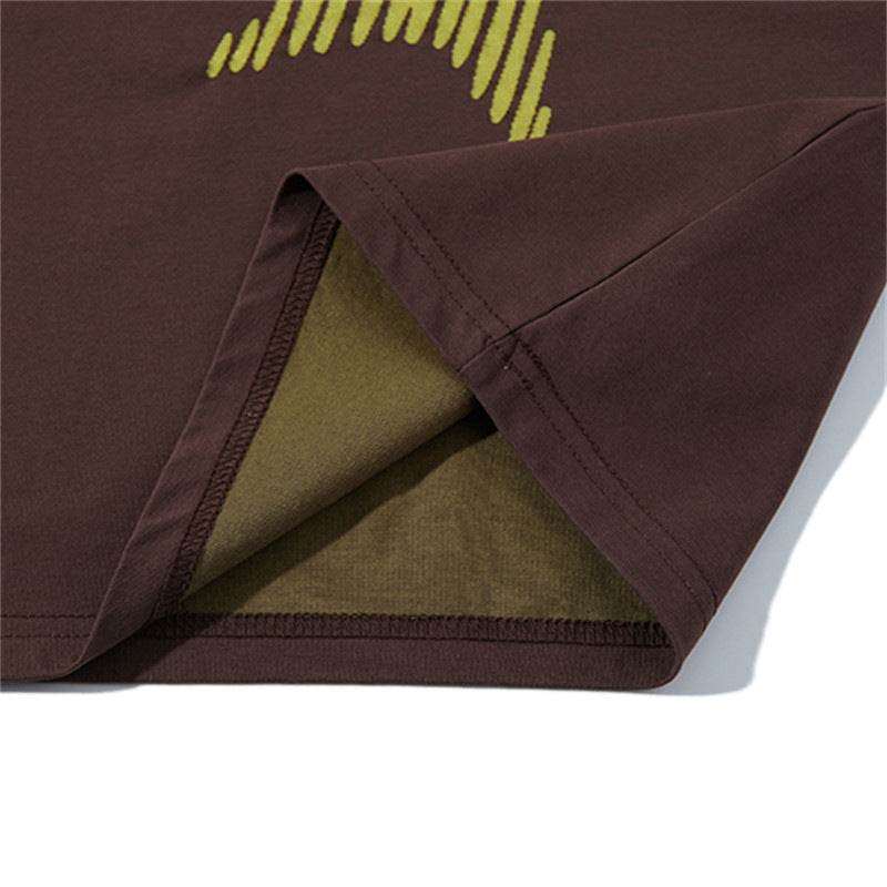 Cool Contrast Color Five-pointed Star Loose Top For Men And Women MuddyStock